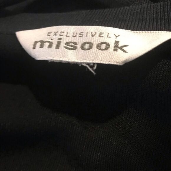 Exclusively Misook Acrylic Knit Jacket Size Medium Black Open Front 3/4 Sleeve - Picture 5 of 9